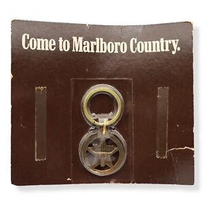 Vtg 1984 Marlboro Key Chain Ring Brass Longhorn Steer Star Western In Package