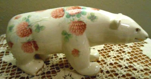 Antiker Wei Porzellan Kleeblatt Blume Eisbär mit Gold vergoldet, 7 x 3,5 cm - Bild 1 von 5