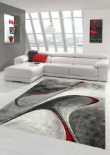 Alfombra moderna alfombra de diseño para sala de estar en gris rojo