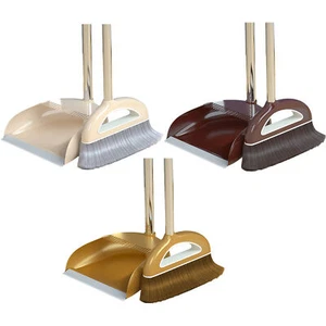 Broom Dustpan Combo Set Long Handle Upright Standing Dust Pan Floor Cleaning - Picture 1 of 12