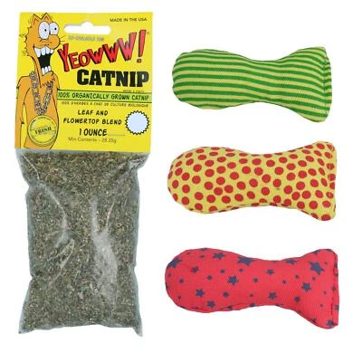 Yeow Cat Kitten 10oz Cat Nip Bag & Stinkie Fish Catnip Toy Bundle Toy Play Gift - Image 1 of 4