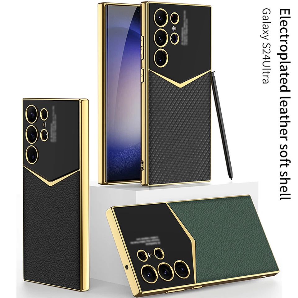 Shockproof Leather Electroplated Phone Case Cover For Samsung Galaxy S24 Ultra - Image 1 of 4