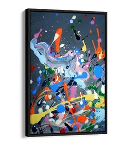 JACKSON POLLOCK 18-TIEFEN FLOATER/FLOAT-EFFEKT GERAHMTER LEINWANDKUNSTDRUCK - ORANGE - Bild 1 von 12