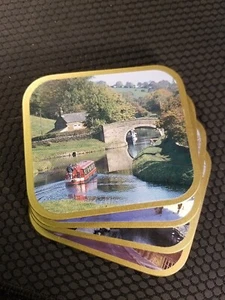 Juego de 4 posavasos de campo inglés con respaldo de corcho 4,5 x 4"   - Imagen 1 de 12