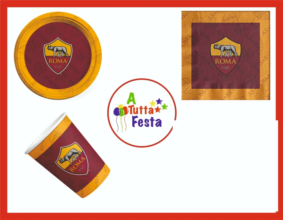  KIT ADDOBBI FESTA COMPLEANNO ROMA X8X16X24X32X40 PERSONE  PIATTI BICCHIER - Immagine 1 di 1