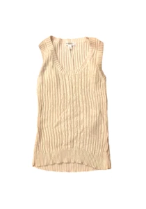 NWT Isaac Mizrahi gold metallic cabled vest shell sweater tank S - Picture 1 of 6