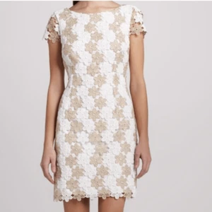 Lilly Pulitzer Women's Size 2 White and Gold Barbara Floral Lace Shift Dress - Picture 1 of 12