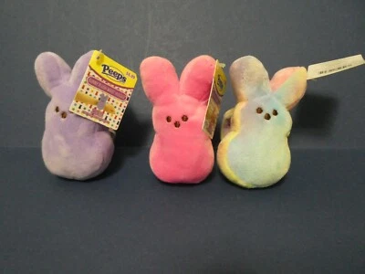 NEW WITH TAG LOT OF 3 EASTER JUSTBORN/DANDEE PEEPS 4"  BUNNY PLUSH WRIST HUGGERS - Image 1 of 4