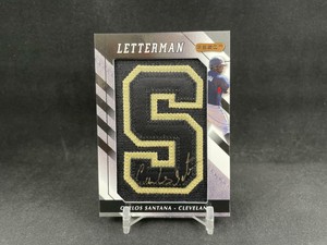 2008 RAZOR LETTERMAN 1 BASEBALL CARLOS SANTANA CAS-S LETTER S PATCH AUTO 1/1