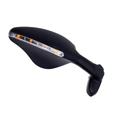 FAR COPPIA SPECCHI NERI RETROVISORE MOTO UNIVERSALI CARENATE FRECCE A LED - Immagine 1 di 4