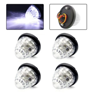 4X White Round LED Side Marker Beehive Cone Lights for Peterbilt Truck Trailer - Picture 1 of 6