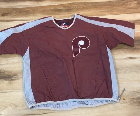 Philadelphia Phillies Jacket Mens Small Pullover Windbreaker Waterproof Cover