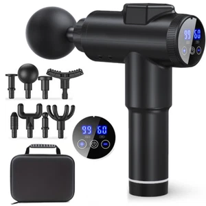 99 Speed Massage Gun Deep Percussion Tissue Muscle Relax 8 Heads Travel Case LCD - Picture 1 of 9