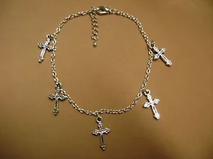 NWT- FASHION BUG CROSS SILVER TONE 8" LENTH ANKLET, ANKLE BRACELET - Picture 1 of 6