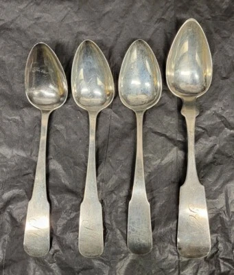 4 OSCAR O.E. antiguos de 1850 SIBLEY NY Moneda Plata Violín Cucharas de Té 41 gramos Foto 1 de 4