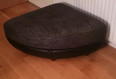 DFS Real Leather Storage Foot Stool Black  and Grey - Image 1 of 4