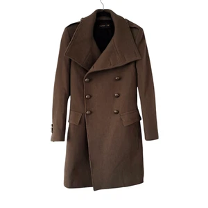 Balmain x H&M Herren Militär Wolle Peacoat Mantel Jacke UK S Designer Zweireiher - Bild 1 von 16