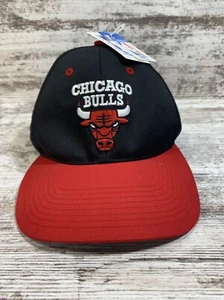 NOS New Vintage NBA Chicago Bulls Black Red Snapback Hat Cap Twins Brand - Picture 1 of 11