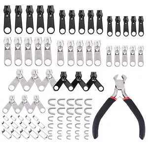 85Pcs Zinc Alloy Fix Zipper Zip Slider Repair Instant DIY Kit Universal - Picture 1 of 12
