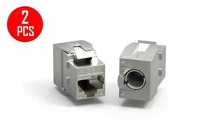 2 x CAT8 Full Blinded Keystone Insert RJ45 Ethernet LAN Network Jack EMI 40Gbps - Imagen 1 de 3