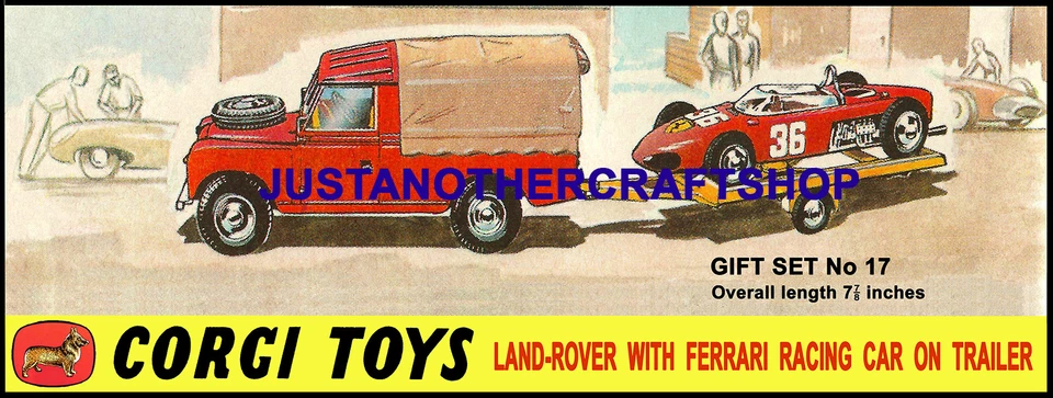 Corgi Spielzeug Land Rover Ferrari Geschenkbox GS 17 Groß Poster Anzeige Zeichen - Bild 1 von 1