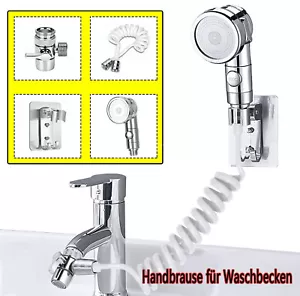Handbrause für Waschbecken Wasserhahn m. Schlauch & Wandhalterung Duschkopf-Set - Bild 1 von 7