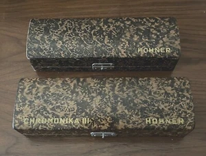 PAIR Vintage Hohner Chromonika III Harmonica Boxes Germany - Picture 1 of 10