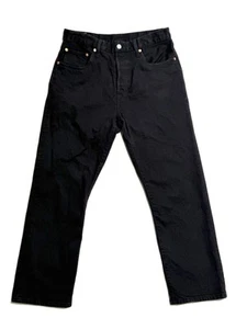 Levis 501 Jeans Mens 30x26 Black Denim Straight Button Fly Actual 32x26 Premium - Picture 1 of 13