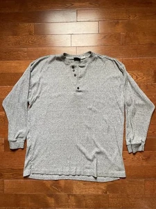 VTG Bugle Boy Henley Shirt Mens Large (XL) Gray Thermal Casual Long Sleeve Egypt - Picture 1 of 15