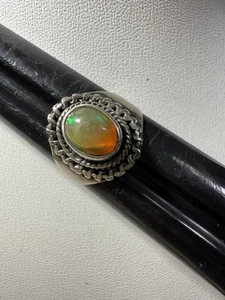 Ethiopian Fire Opal Bali Style Ring, Size 9 ~ 925 Sterling Silver - Picture 1 of 9