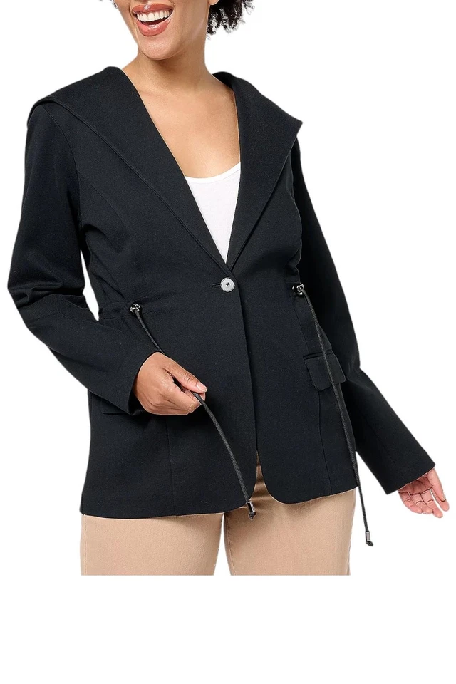 Isaac Mizrahi Live! Chaqueta de punto elástico Elements 24/7 Pitch negra Foto 1 de 1