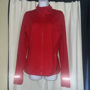 Victoria Secret Sport Relay Full-Zip Jacket Women Sz Medium Sheer Back Top Red - Picture 1 of 2