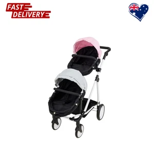 Kids Pretend Toy Deluxe Double Pram Stylish Stroller Birthday Gift For Girls - Picture 1 of 8