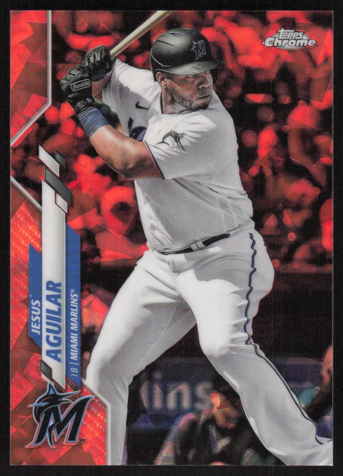 2020 Topps Chrome Sapphire Orange Refractor #98 Jesus Aguilar /25 Marlins - Image 1 of 2