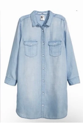 Long light blue denim shirt/dress button down.Long sleeves-24”.PTP 22”.Size XL - Image 1 of 4