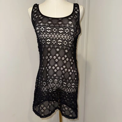 Ralph Lauren Polo 女式钩针编织黑色小号泳衣遮瑕 — 第 1/4 张图片