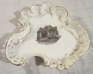 WESTBROOK MAINE MEMORIAL LIBRARY - Gedenk Porzellan Schale, Made in Germany - Bild 1 von 8