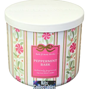 Bath & Body Works corteccia di menta piperita regalo di Natale 3 stoppini candela profumata - Foto 1 di 3
