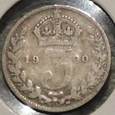 British Silver Threepence - 1900 - Queen Victoria - Image 1 of 2