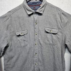 Mens XL Solid Gray Flannel Button Up Shirt Cotton Classic Style Long Sleeve - Picture 1 of 10