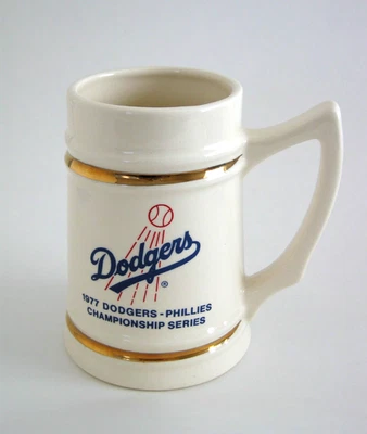 Taza de cerveza vintage de los Dodgers Stein - 1977 Dodgers - Phillies Championship Series nueva Foto 1 de 4