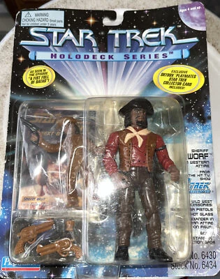 1995 STAR TREK HOLODECK SERIES ACTION FIGURE SHERIFF WORF Carded figure - Image 1 of 2