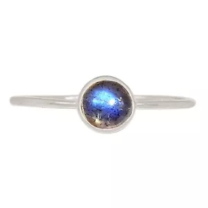 Natural Labradorite - Madagascar 925 Sterling Silver Ring Jewelry s.7 ALLR-31156 - Picture 1 of 1