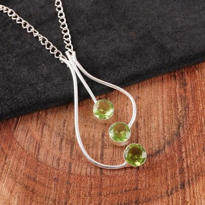 Increíble colgante de plata de ley 925 con piedras preciosas de peridoto hecho a mano joyería Bestfriend Foto 1 de 4