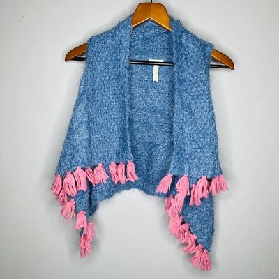 Жилет кардиган с 6 кисточками Matilda Jane для девочек зеркальное изображение синий розовый - Изображение 1 из 4