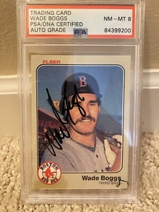 1983 Fleer Wade Boggs Rookie RC Signed Autograph Card PSA/DNA 8 Auto Authentic - Picture 1 of 1