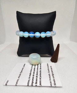 PULSERA CUARZO LUNA MAS PIEDRA CUARZO BUENAS ENERGIAS SUERTE PROTECCION - Picture 1 of 3