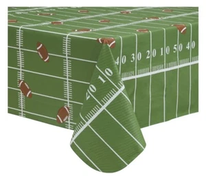 NEW! Fall Sports Football Field Yard Line Vinyl Tablecloth Rectangle 60x84 - Picture 1 of 4