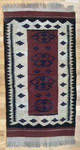 (2) Alfombras antiguas de lana tejidas a mano tradicionales 71" X 39" rojas, marrón rojizo - Imagen 1 de 24