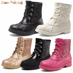DREAM PAIRS Girls Toddlers Glitter Combat Boots Side Zipper Fashion Ankle Boots - Picture 1 of 41